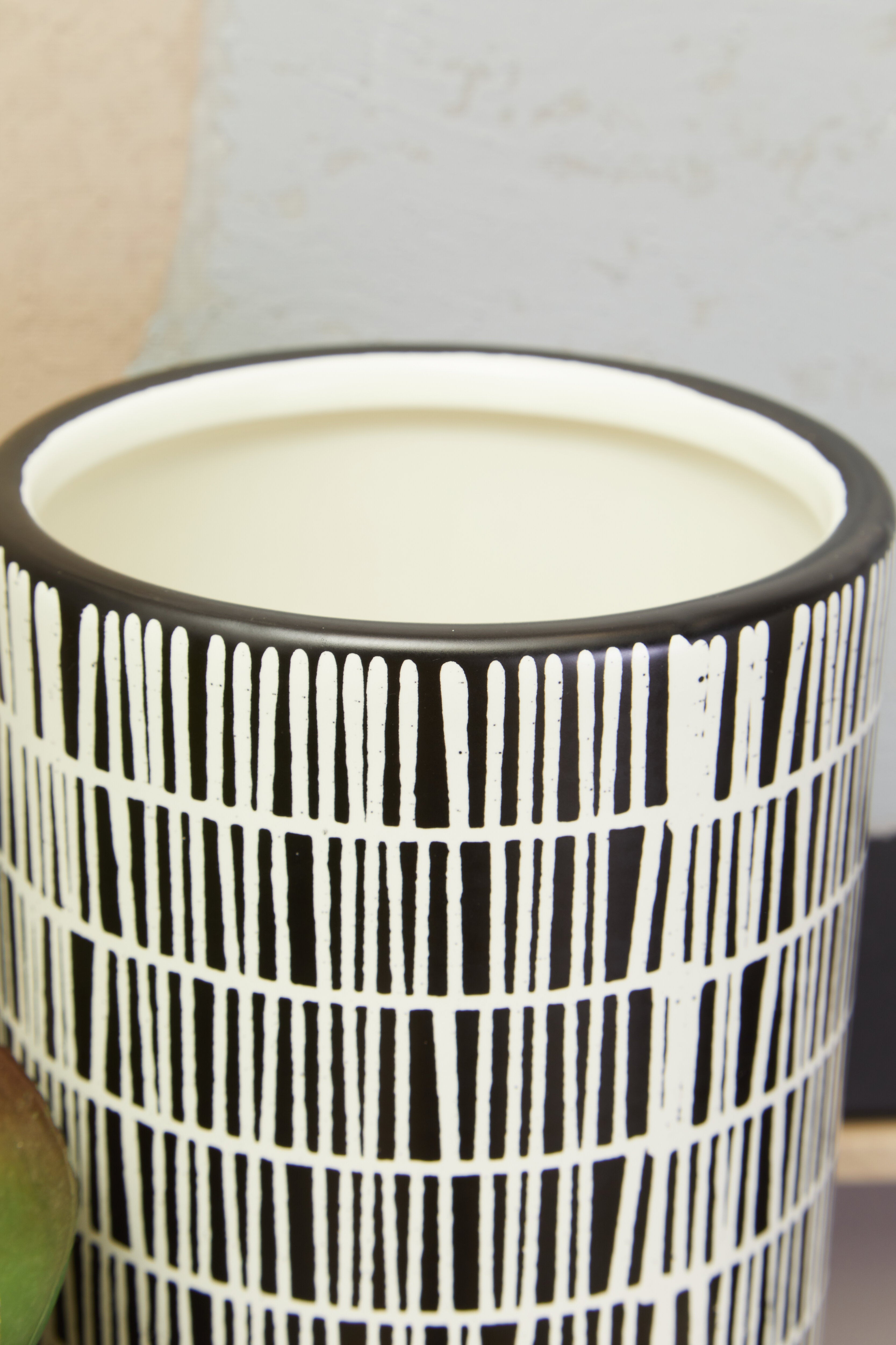 Carlo Natural Black & White Striped Vase | Large